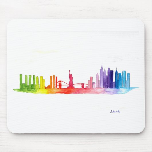New York skyline Rainbow NYC modern Muismat (Voorkant)