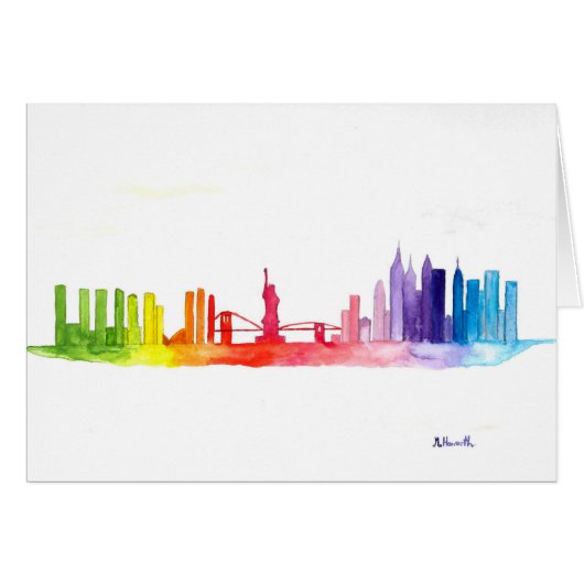 New York skyline Rainbow waterverf NYC (Voorkant Horizontaal)