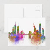 New York Skyline - Regenboog Briefkaart (Voorkant / Achterkant)