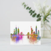 New York Skyline - Regenboog Briefkaart (Staand voorkant)