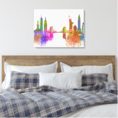 New York Skyline - Regenboog Canvas Afdruk (Insitu (Slaapkamer))