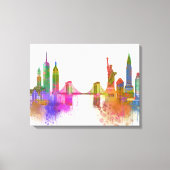 New York Skyline - Regenboog Canvas Afdruk (Voorkant)