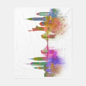 New York Skyline - Regenboog Fleece Deken (Voorkant)