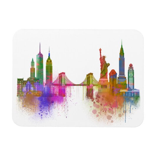 New York Skyline - Regenboog Magneet (Horizontaal)