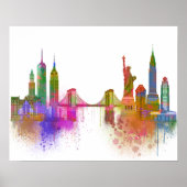 New York Skyline - Regenboog Poster (Voorkant)
