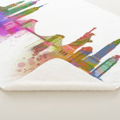 New York Skyline - Regenboog Sherpa Deken (3/4)