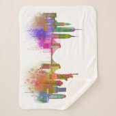 New York Skyline - Regenboog Sherpa Deken (Voorkant)
