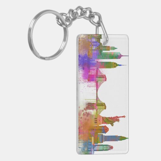 New York Skyline - Regenboog Sleutelhanger (Voorkant Links)
