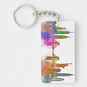 New York Skyline - Regenboog Sleutelhanger
