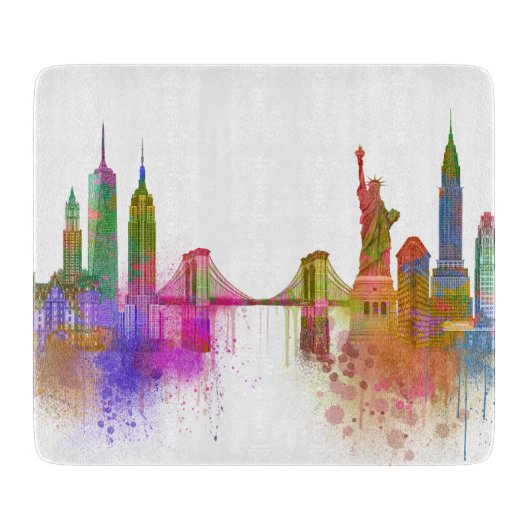 New York Skyline - Regenboog Snijplank (Voorkant)