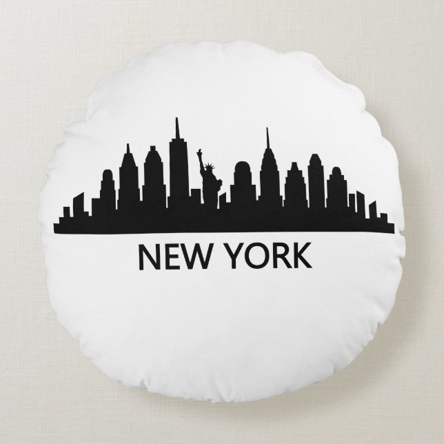 New York Skyline Rond Kussen (Voorkant)