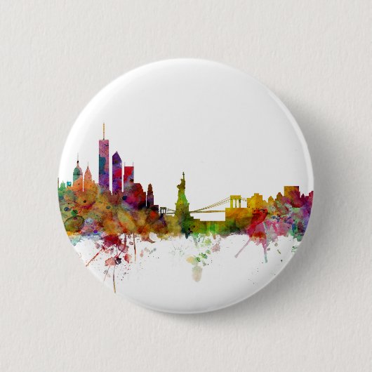 New York Skyline Ronde Button 5,7 Cm (Voorkant)