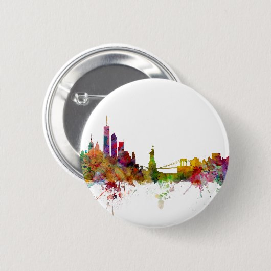 New York Skyline Ronde Button 5,7 Cm (Voorkant /achterkant)