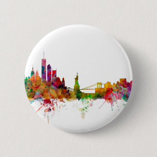 New York Skyline Ronde Button 5,7 Cm
