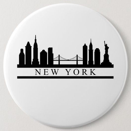 New York Skyline Ronde Button 6,0 Cm (Voorkant)