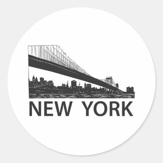 New York Skyline Ronde Sticker (Voorkant)