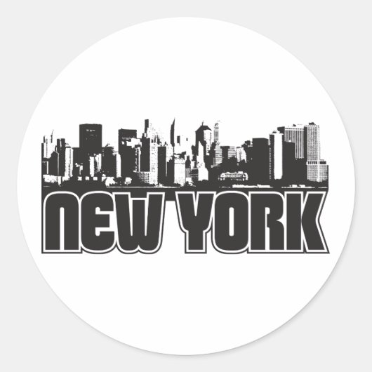 New York Skyline Ronde Sticker (Voorkant)