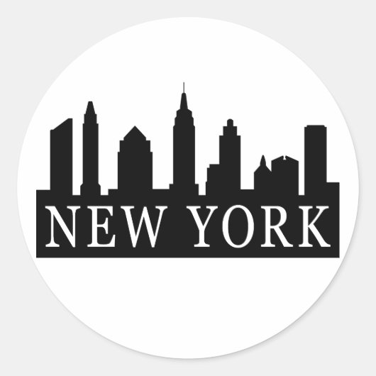 New York Skyline Ronde Sticker (Voorkant)