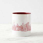 New York skyline roze rood Tweekleurige Koffiemok (Center)