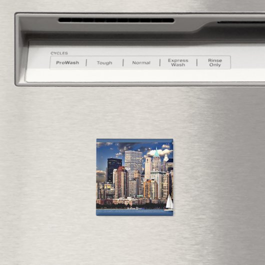 New York Skyline, Sailboot op de Hudson rivier Magneet (Insitu (Vaatwasser))