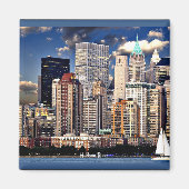 New York Skyline, Sailboot op de Hudson rivier Magneet (Voorkant)