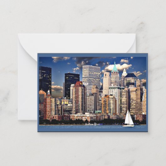 New York Skyline, Sailboot op de Hudson rivier Notitiekaartje (Voorkant)
