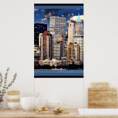 New York Skyline, Sailboot op de Hudson rivier Poster (Keuken)