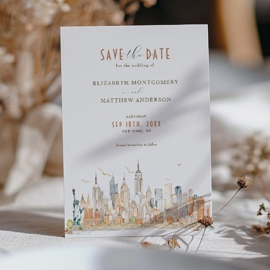 New York Skyline Save-the-Date Kaart