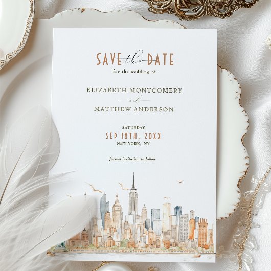 New York Skyline Save-the-Date Kaart