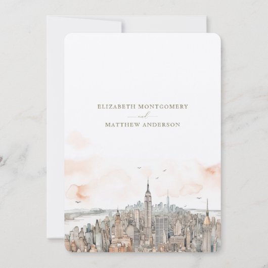 New York Skyline Save-the-Date Kaart (Achterkant)