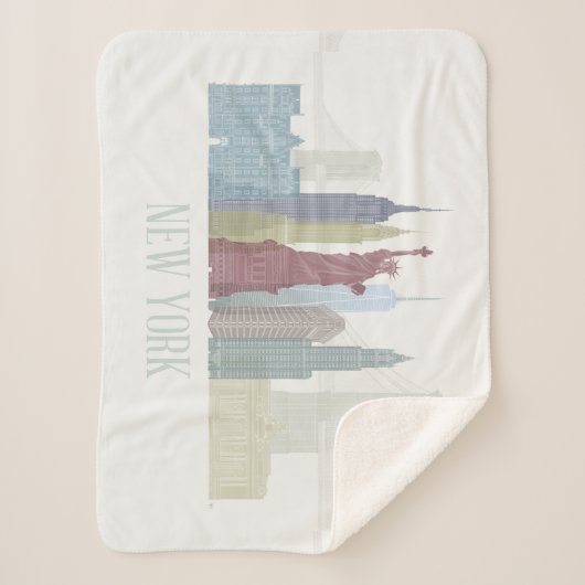New York Skyline Sherpa Deken (Voorkant)