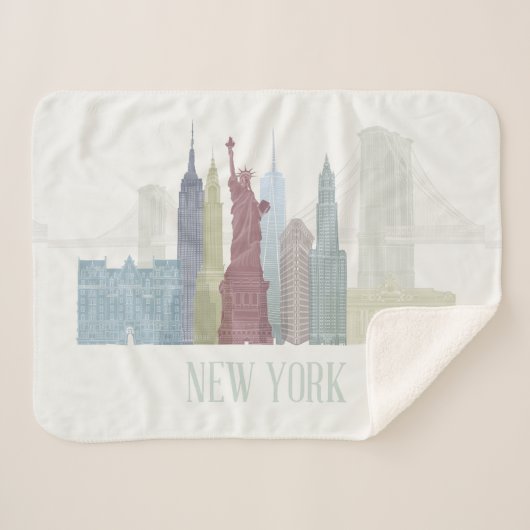 New York Skyline Sherpa Deken (Voorkant (horizontaal))