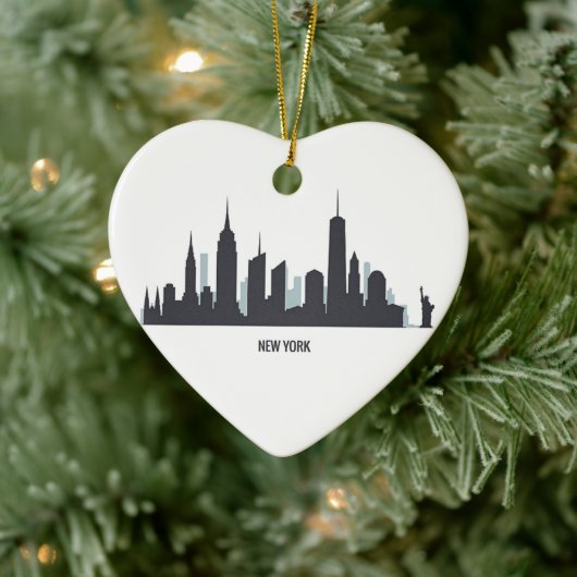 New York Skyline Silhouette Black Elegant American Keramisch Ornament (Boom)