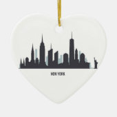 New York Skyline Silhouette Black Elegant American Keramisch Ornament (Voorkant)
