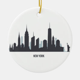 New York Skyline Silhouette Black Elegant American Keramisch Ornament