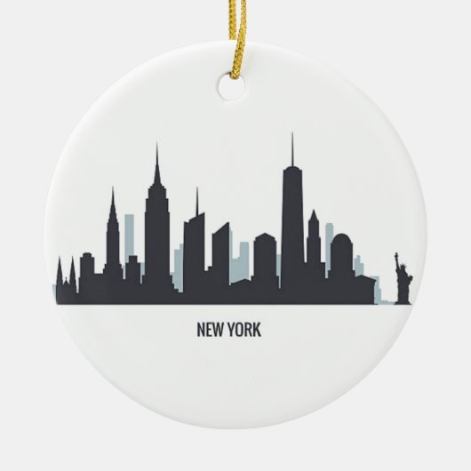 New York Skyline Silhouette Black Elegant American Keramisch Ornament (Voorkant)