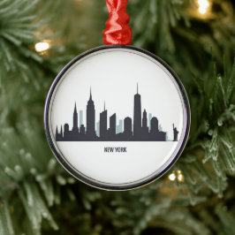 New York Skyline Silhouette Black Elegant American Metalen Ornament