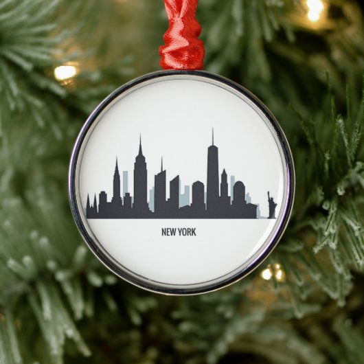 New York Skyline Silhouette Black Elegant American Metalen Ornament (Boom)