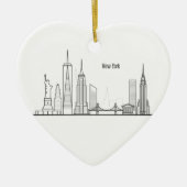 New York Skyline Silhouette Black Elegant Keramisch Ornament (Voorkant)