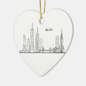New York Skyline Silhouette Black Elegant Keramisch Ornament (Links)