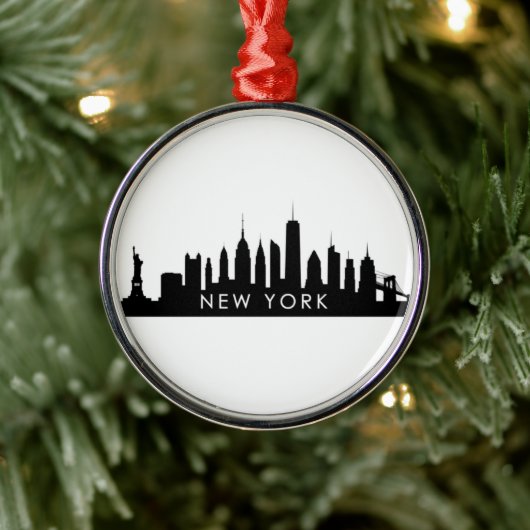 New York Skyline Silhouette Black Elegant NYC Metalen Ornament (Boom)