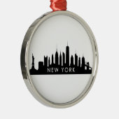 New York Skyline Silhouette Black Elegant NYC Metalen Ornament (Rechts)