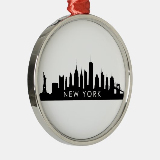 New York Skyline Silhouette Black Elegant NYC Metalen Ornament (Rechts)