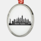 New York Skyline Silhouette Black Elegant NYC Metalen Ornament (Links)