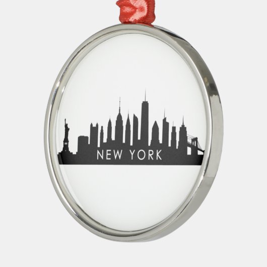 New York Skyline Silhouette Black Elegant NYC Metalen Ornament (Links)
