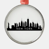 New York Skyline Silhouette Black Elegant NYC Metalen Ornament (Voorkant)