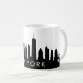 New York Skyline Silhouette Black Elegant Script C Koffiemok (Voorkant rechts)