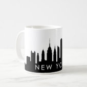 New York Skyline Silhouette Black Elegant Script C Koffiemok (Voorkant links)