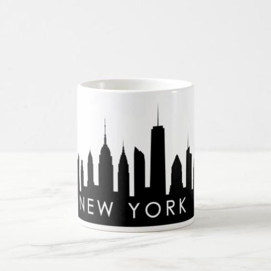 New York Skyline Silhouette Black Elegant Script C Koffiemok (Center)