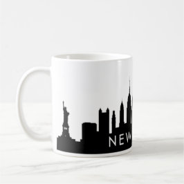 New York Skyline Silhouette Black Elegant Script C Koffiemok